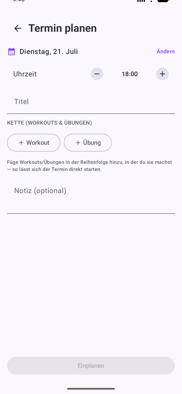 Termin und Training planen