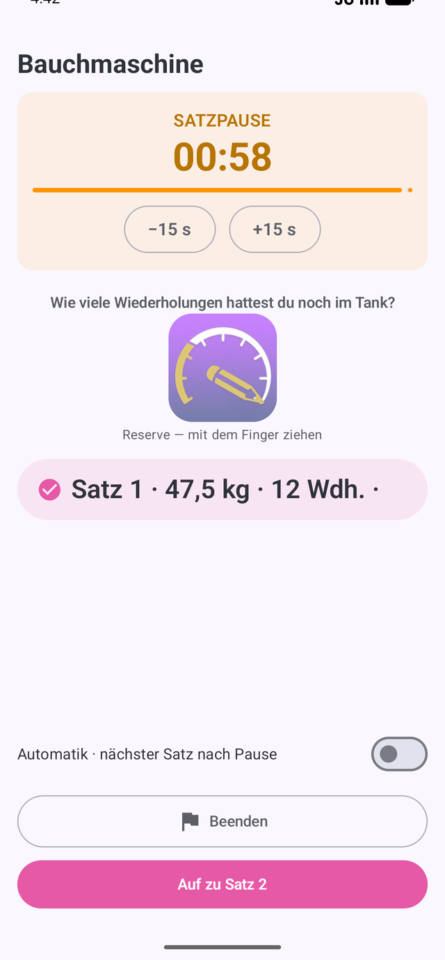 Satzpause mit RPE-Abfrage