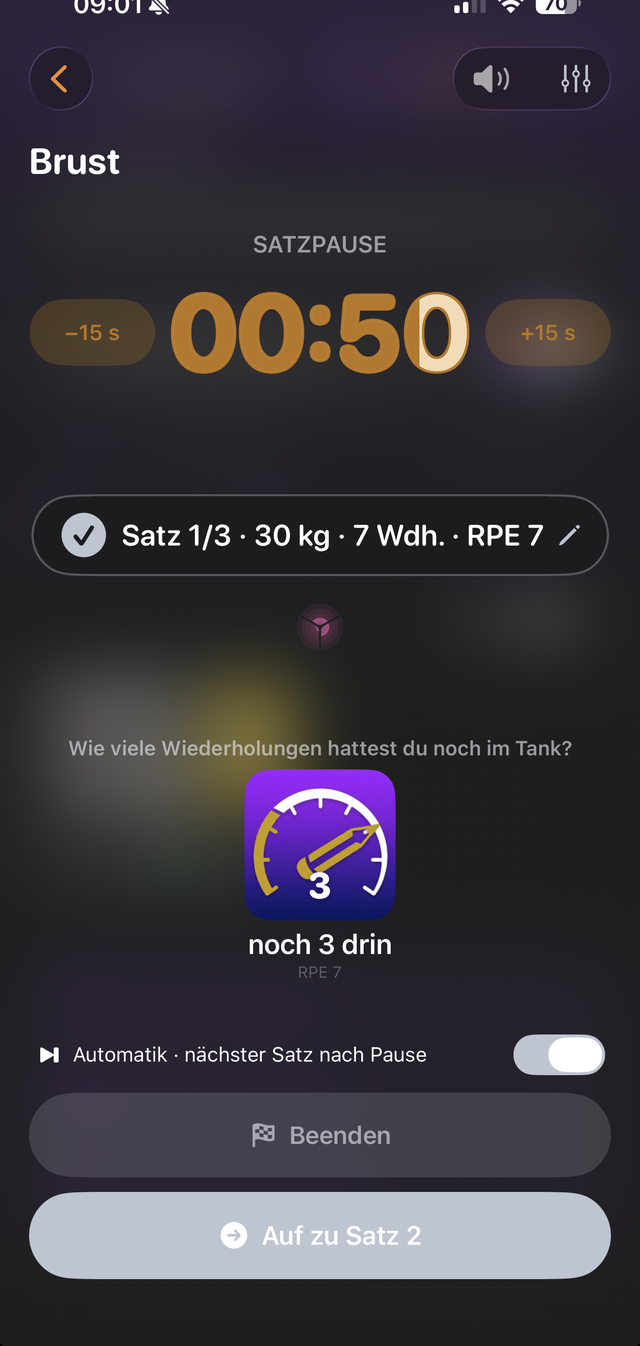 PowerPace Satzpause mit RPE