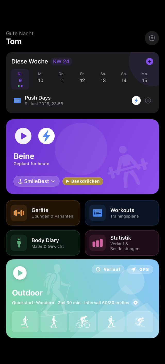 PowerPace Home-Screen