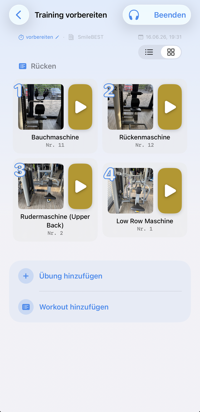 Trainings-Zusammenfassung mit Muskelverteilung