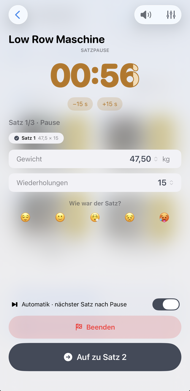 Satzpause mit Timer
